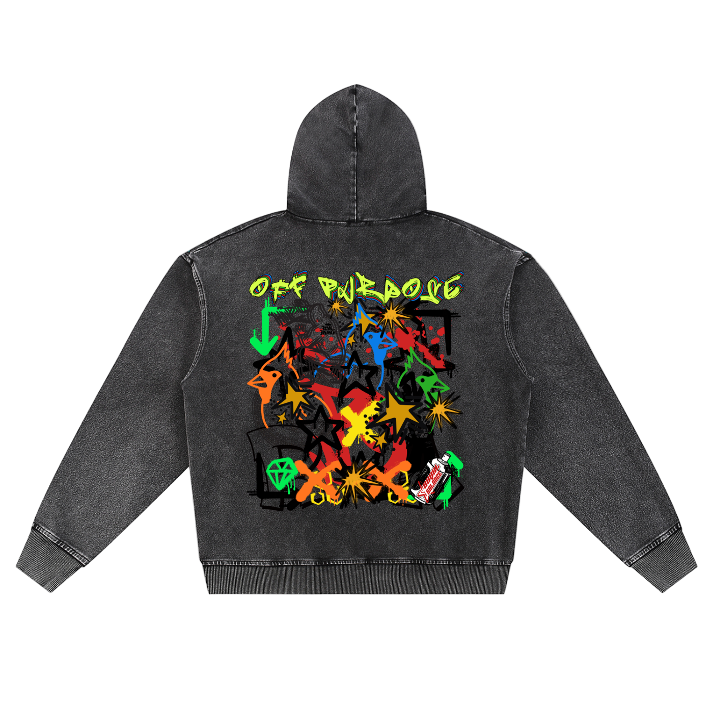 Royal Balance Apparel Manifest Your Best Snow Wash Oversized Zip-Up Hoodie