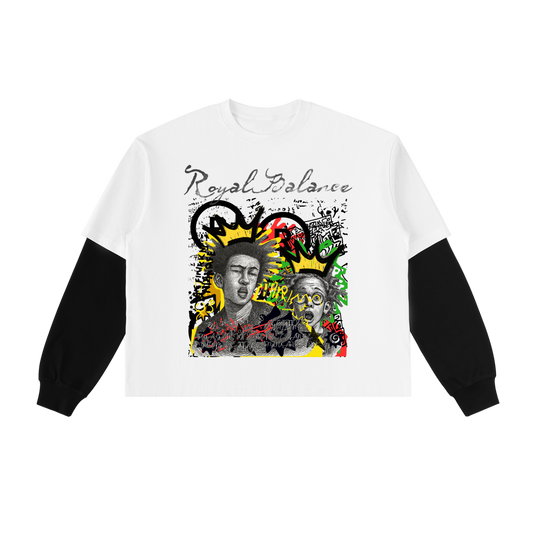 Royal Balance Apparel Shock Culture Layered Contrast Sleeve Cotton T-Shirt