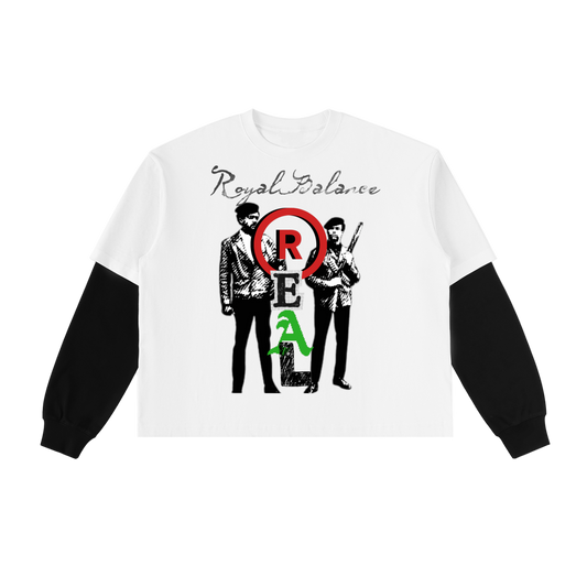 Royal Balance Apparel Real Layered Contrast Sleeve Cotton T-Shirt