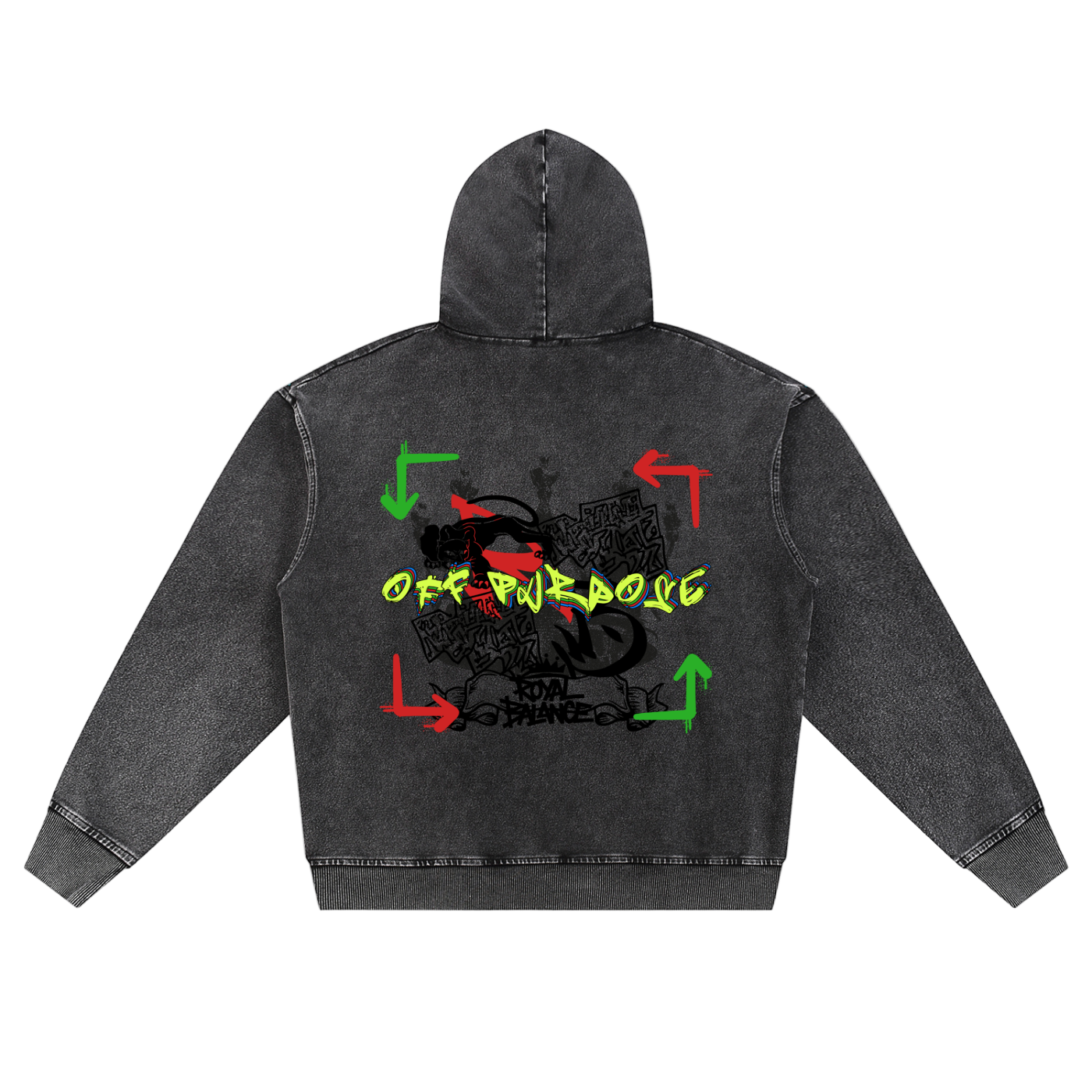 Royal Balance Apparel Manifest Your Best Snow Wash Oversized Zip-Up Hoodie