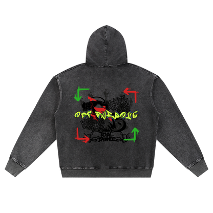 Royal Balance Apparel Manifest Your Best Snow Wash Oversized Zip-Up Hoodie