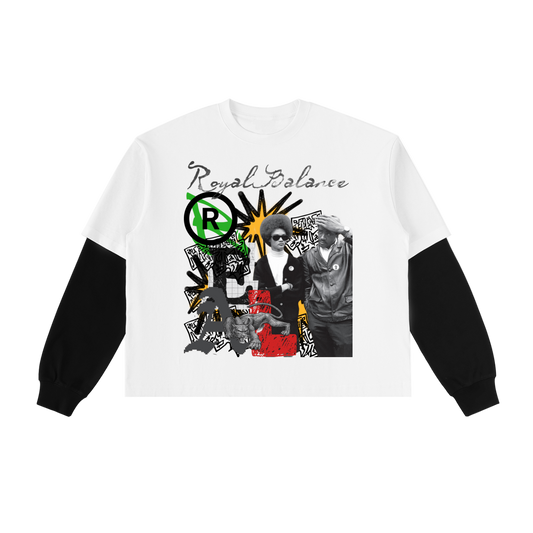 Royal Balance Apparel Real Layered Contrast Sleeve Cotton T-Shirt
