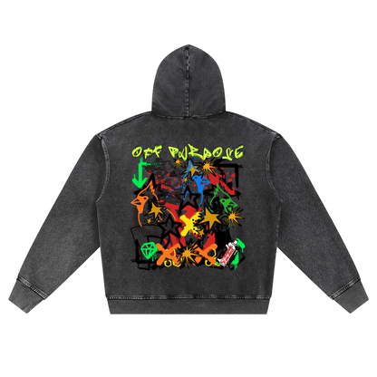 Royal Balance Apparel Manifest Your Best Snow Wash Oversized Zip-Up Hoodie