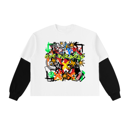 Royal Balance Apparel Off Purpose Creative Expression Layered Contrast Sleeve Cotton T-Shirt