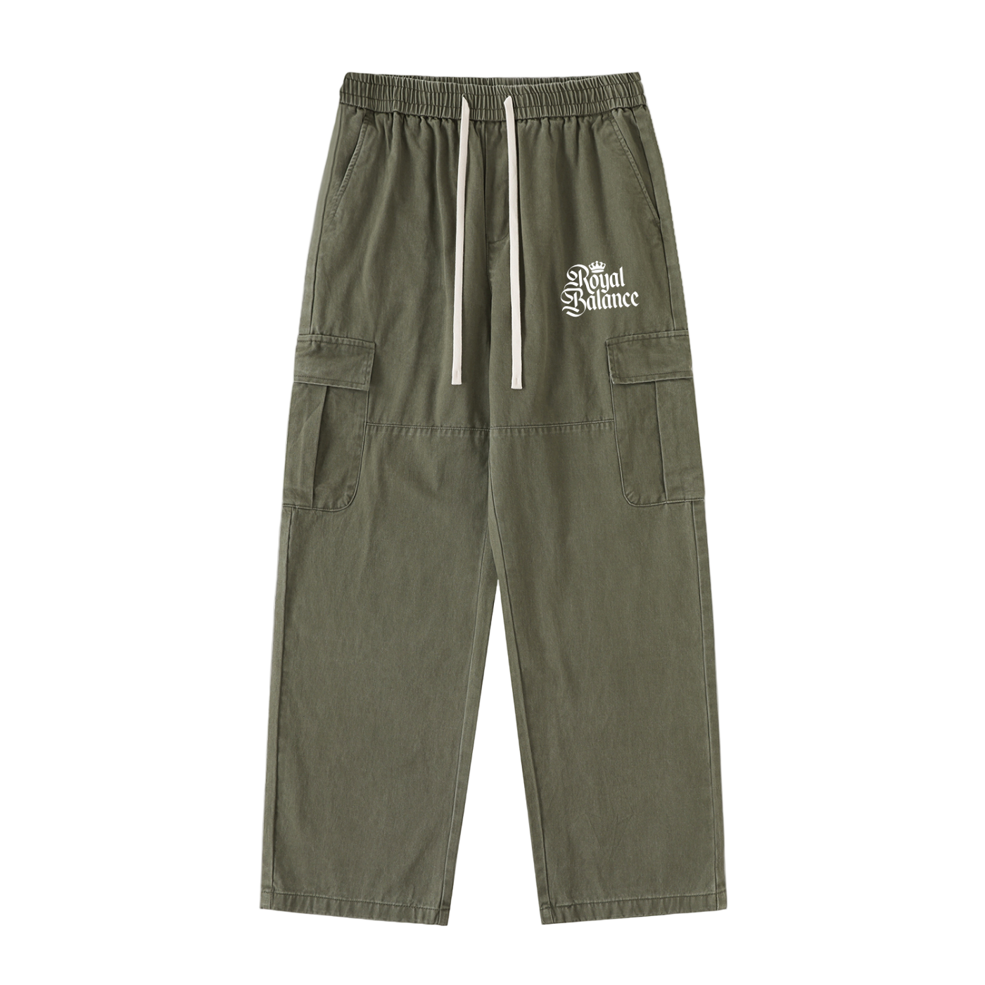 Royal Balance Apparel Drawstring Waist Straight-Leg Cargo Pants