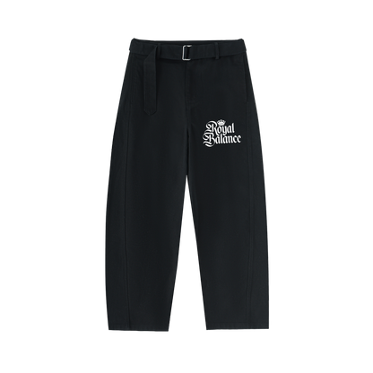 Royal B alance Apparel Twisted-Seam Belted Curved-Blade Pants