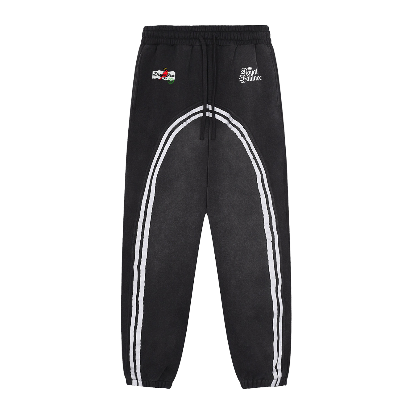 Royal Balance Apparel Dream Rich Sun Fade Contrast Tape Fleece Jogged Sweatpants