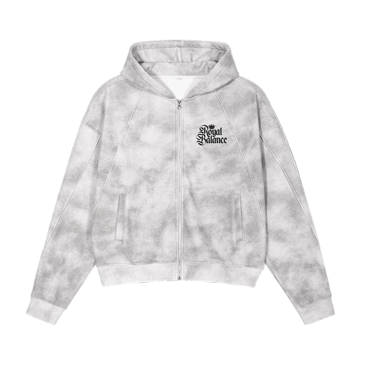 Royal Balance Apparel Dirty Washed Zip-Up Fleece Hoodie
