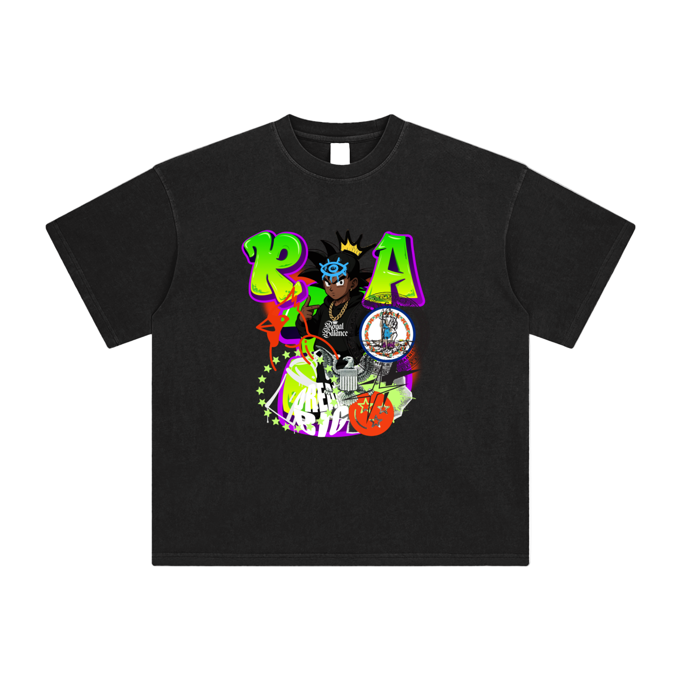 Royal Balance Apparel Black Goku Enzyme Washed T-Shirt